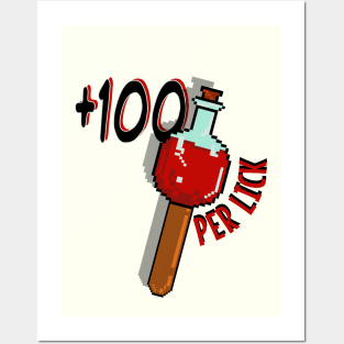 +100 per Lick Health Potion Lollipop - Pixel Art Fun Posters and Art